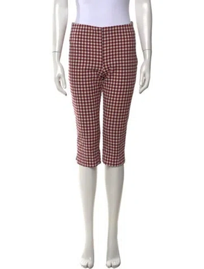 Pre-owned Hache Plaid Print Straight Leg Pants In Red