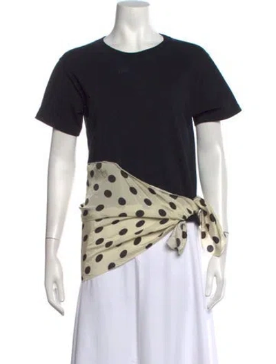 Pre-owned Hache Polka Dot Print Crew Neck T-shirt In Black