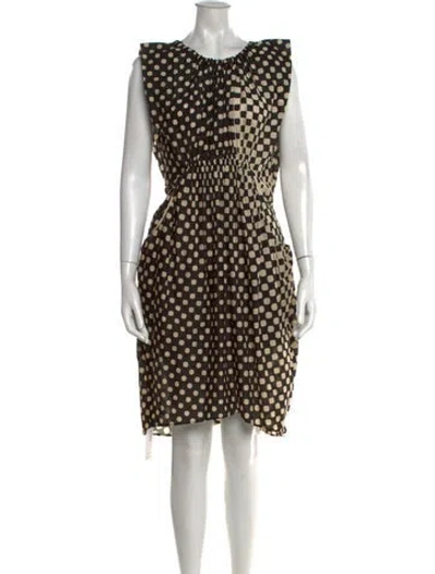 Pre-owned Hache Polka Dot Print Knee-length Dress In Neutrals