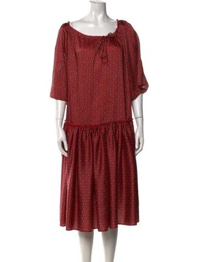 Pre-owned Hache Printed Long Dress In Red