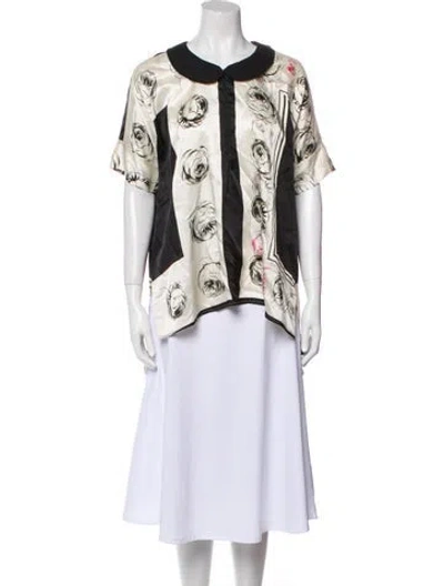 Pre-owned Hache Printed V-neck Button-up Top In Neutral