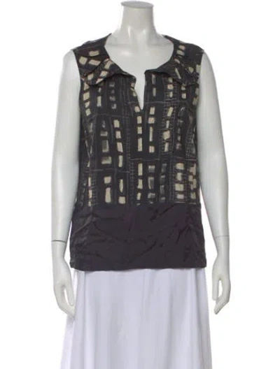 Pre-owned Hache Printed V-neck Top In Multi