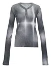 Hache Ribbed-knit T-shirt In Gray
