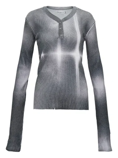 Hache Ribbed-knit T-shirt In Gray
