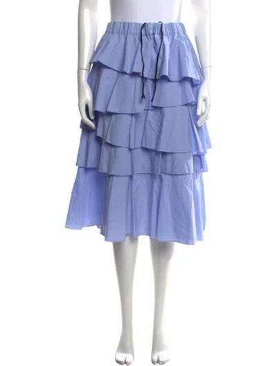 Pre-owned Hache Ruffle Embellishment Midi Length Skirt In Blue