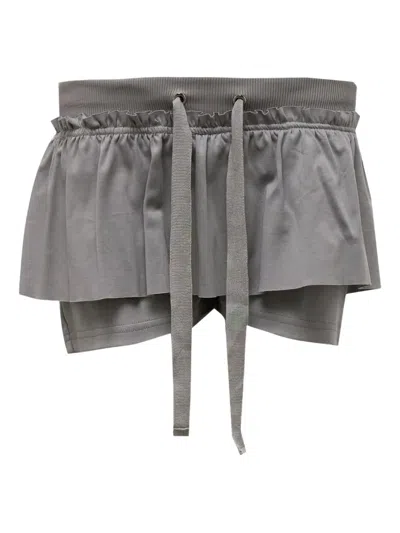 Hache Ruffled Short Pants In Gray