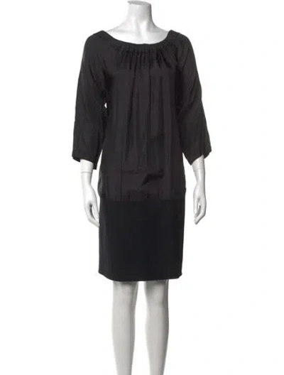 Pre-owned Hache Scoop Neck Knee-length Dress In Black