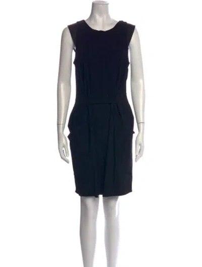 Pre-owned Hache Scoop Neck Knee-length Dress In Black