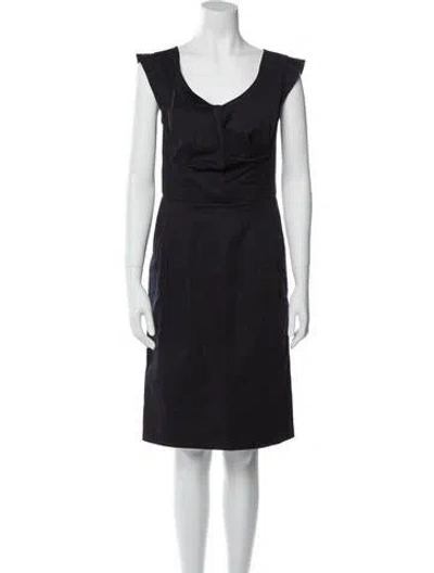 Pre-owned Hache Scoop Neck Knee-length Dress In Blue