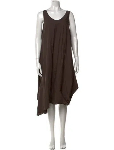 Pre-owned Hache Scoop Neck Midi Length Dress In Brown