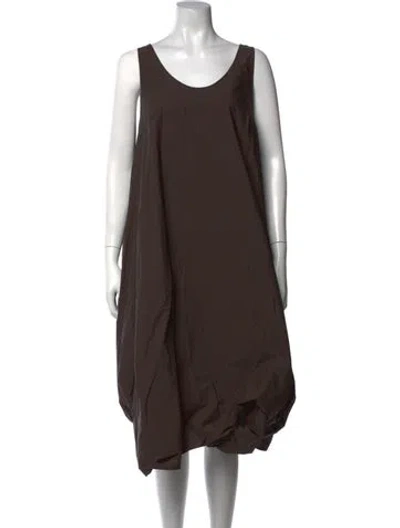 Pre-owned Hache Scoop Neck Midi Length Dress In Brown