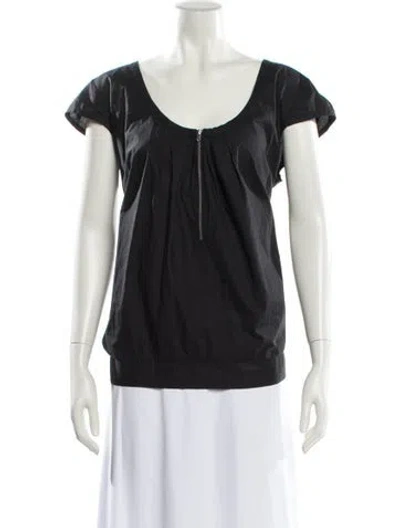 Pre-owned Hache Scoop Neck Short Sleeve T-shirt In Black