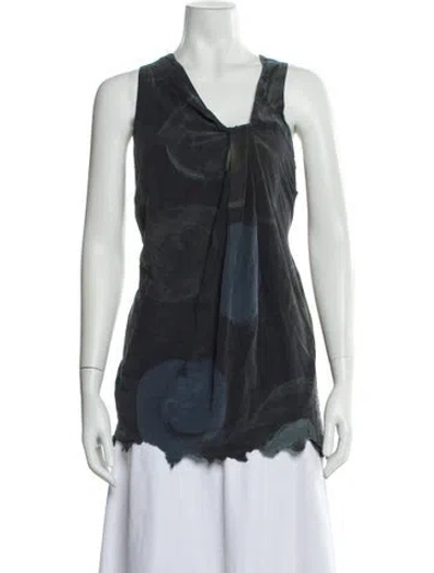Pre-owned Hache Silk Patterned Top In Blue