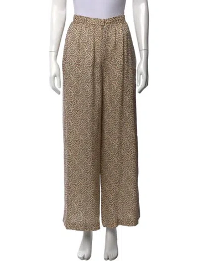 Pre-owned Hache Silk Straight Leg Pants In Neutrals