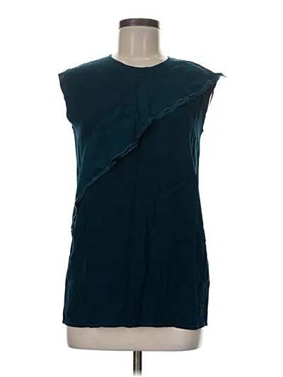 Pre-owned Hache Sleeveless Top Teal One Shoulder Neckline Tops