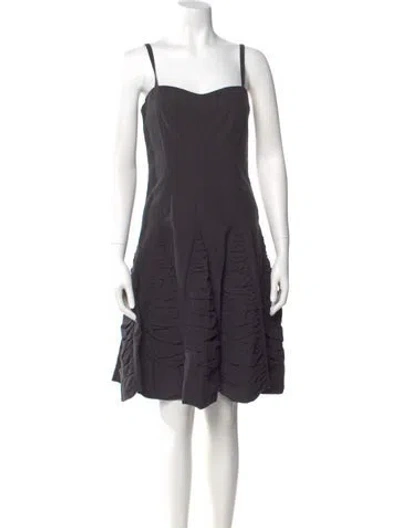 Pre-owned Hache Square Neckline Knee-length Dress In Black