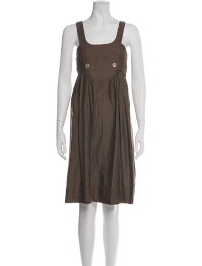 Pre-owned Hache Square Neckline Knee-length Dress In Brown
