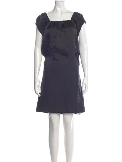 Pre-owned Hache Square Neckline Mini Dress In Blue