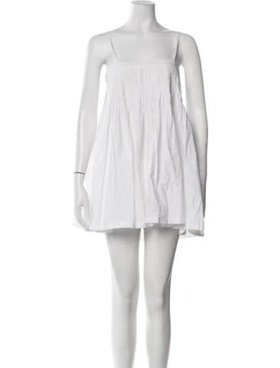 Pre-owned Hache Square Neckline Mini Dress In White