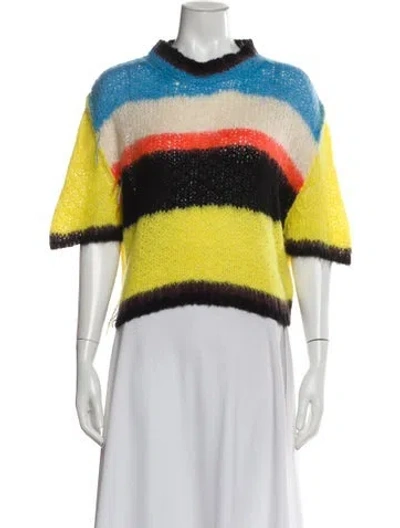 Pre-owned Hache Striped Crew Neck Sweater In Yellow