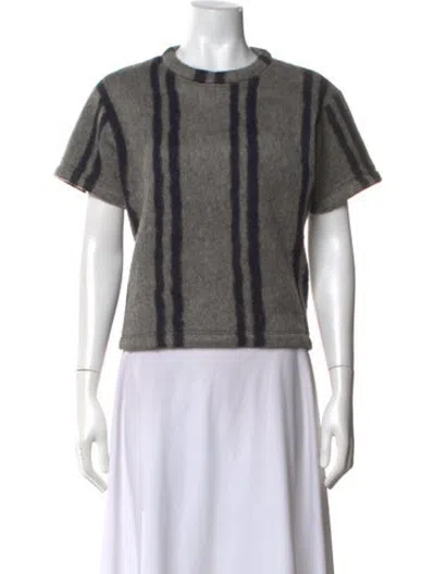 Pre-owned Hache Striped Crew Neck Top In Blue/grey