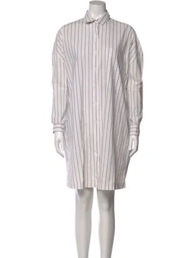 Pre-owned Hache Striped Knee-length Dress In White