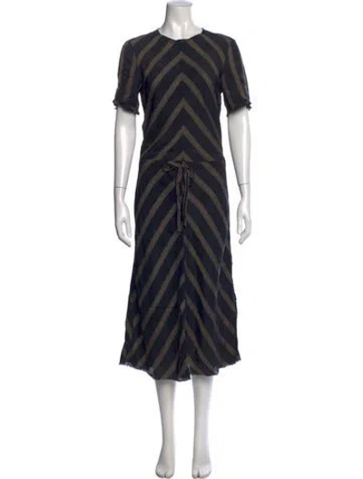 Pre-owned Hache Striped Midi Length Dress In Blue