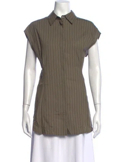 Pre-owned Hache Striped Short Sleeve Top In Green