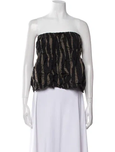 Pre-owned Hache Striped Strapless Crop Top In Black