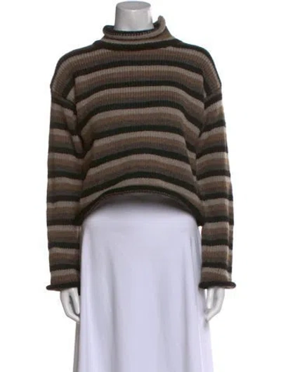 Pre-owned Hache Striped Turtleneck Sweater In Brown