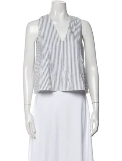 Pre-owned Hache Striped V-neck Crop Top In Blue