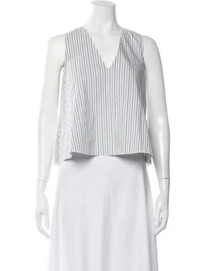 Pre-owned Hache Striped V-neck Top In White