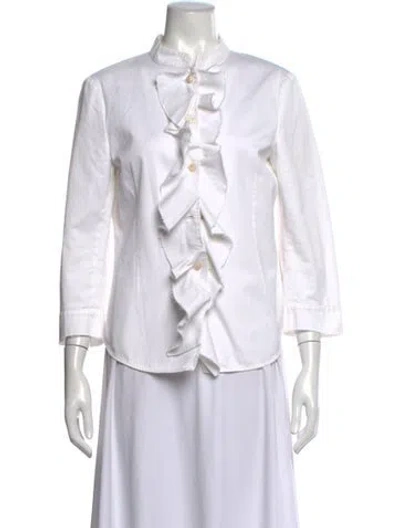 Pre-owned Hache Three-quarter Sleeve Blouse In White