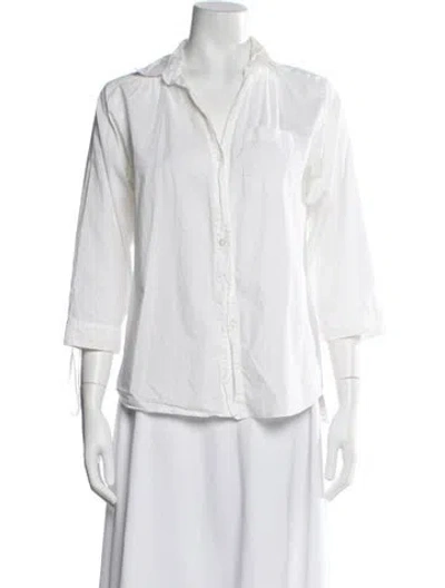 Pre-owned Hache Three-quarter Sleeve Button-up Top In White