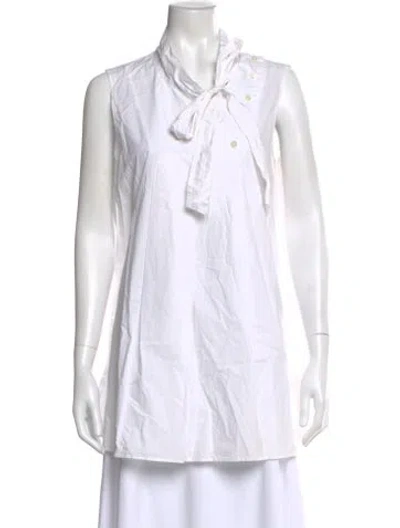 Pre-owned Hache Tie Neck Sleeveless Blouse In White