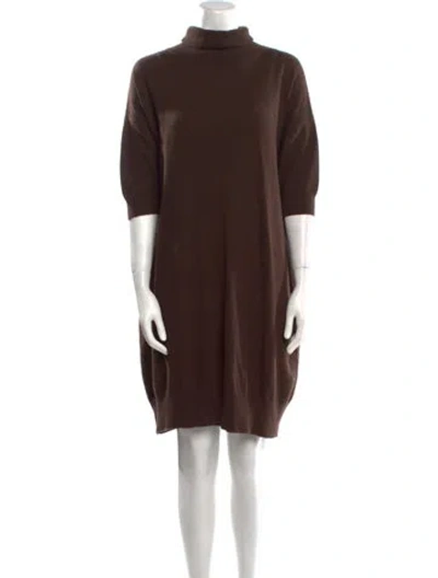 Pre-owned Hache Turtleneck Mini Dress In Brown