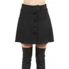 Hache Tweed Button Front Mini Skirt In Gray In Black