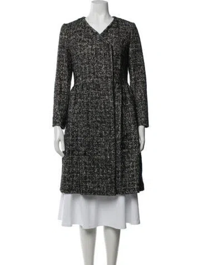 Pre-owned Hache Tweed Pattern Coat In Black