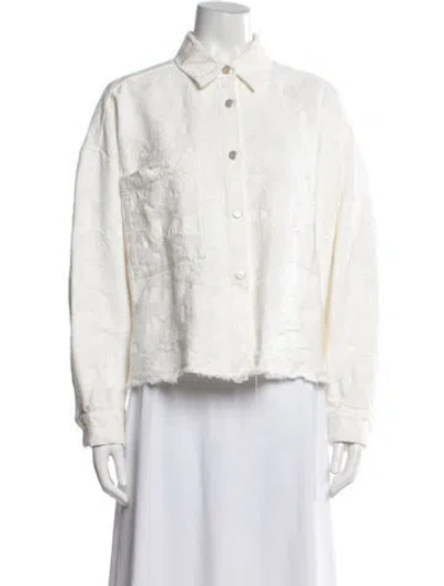 Pre-owned Hache Tweed Pattern Jacket In White