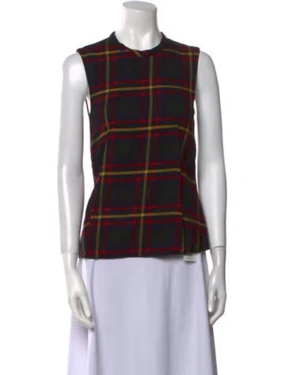 Pre-owned Hache Virgin Wool Plaid Print Top In Neutral