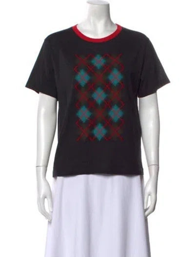 Pre-owned Hache Virgin Wool Plaid Print T-shirt In Black