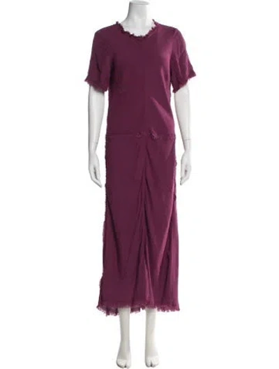 Pre-owned Hache V-neck Long Dress In Purple