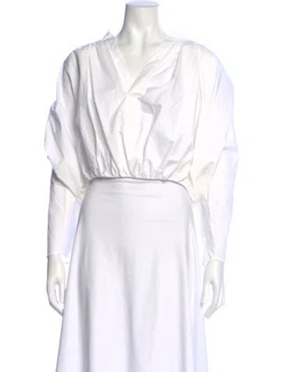 Pre-owned Hache V-neck Long Sleeve Blouse W/ Tags In White