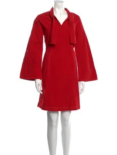 Pre-owned Hache V-neck Mini Dress In Red