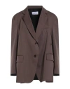 Hache Woman Blazer Chocolate Brown Size 4 Cotton, Elastane In Brown