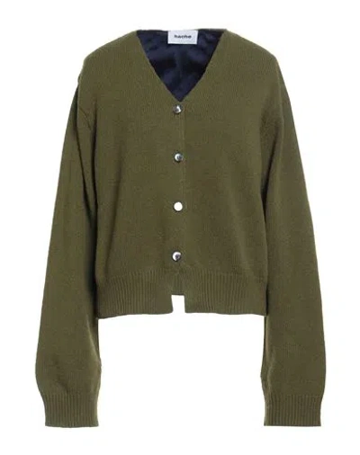 Hache Woman Cardigan Military Green Size 8 Wool, Cashmere, Polyester In Animal Print