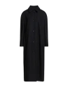 Hache Woman Coat Black Size 6 Wool, Polyamide In Black