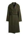 Hache Woman Coat Dark Green Size 10 Wool, Polyamide In Multi