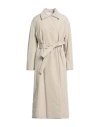 Hache Woman Coat Sand Size 6 Cotton, Polyester In Neutral