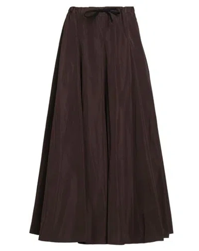 Hache Woman Maxi Skirt Chocolate Brown Size 6 Polyester, Cotton